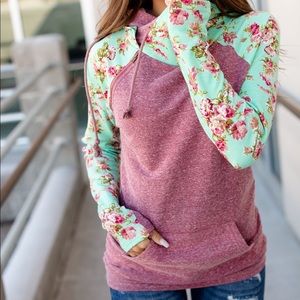 Ampersand Ave Berry Floral DoubleHood Sweatshirt